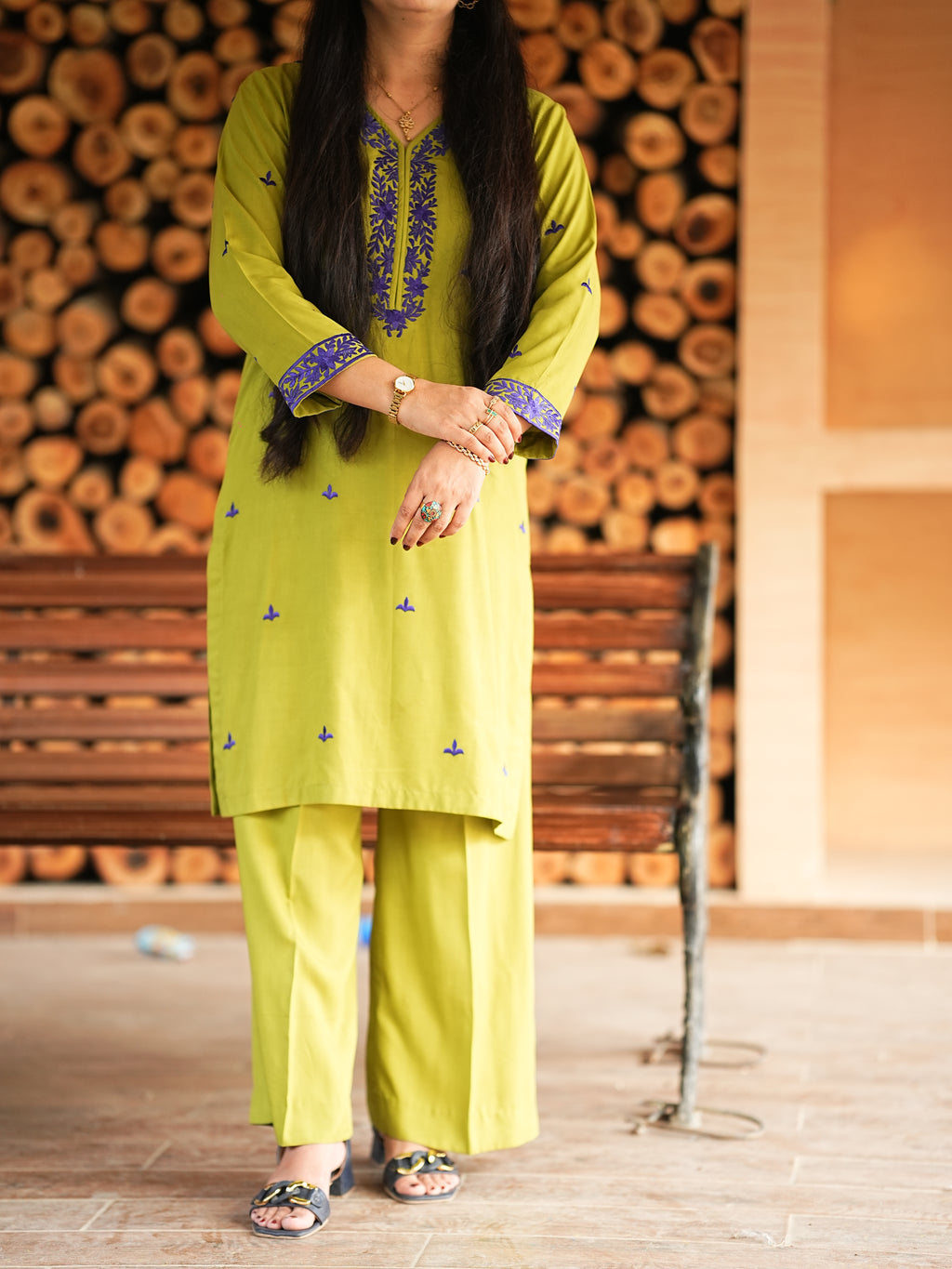 Regal parrot green linen 2 Piece