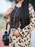 Beige & Black Floral Lace Detail 2 piece