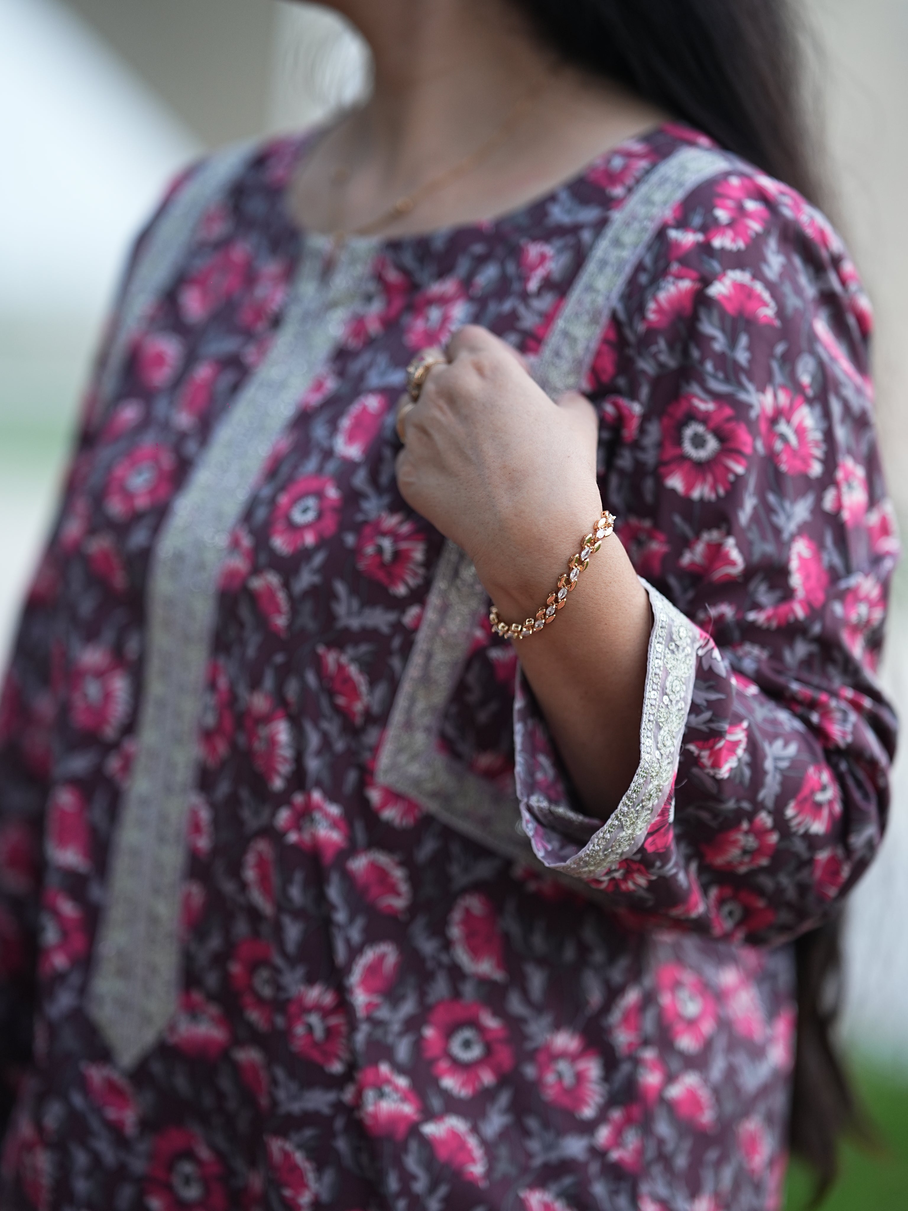 Maroon Floral Classic 2-Piece Printed Suit