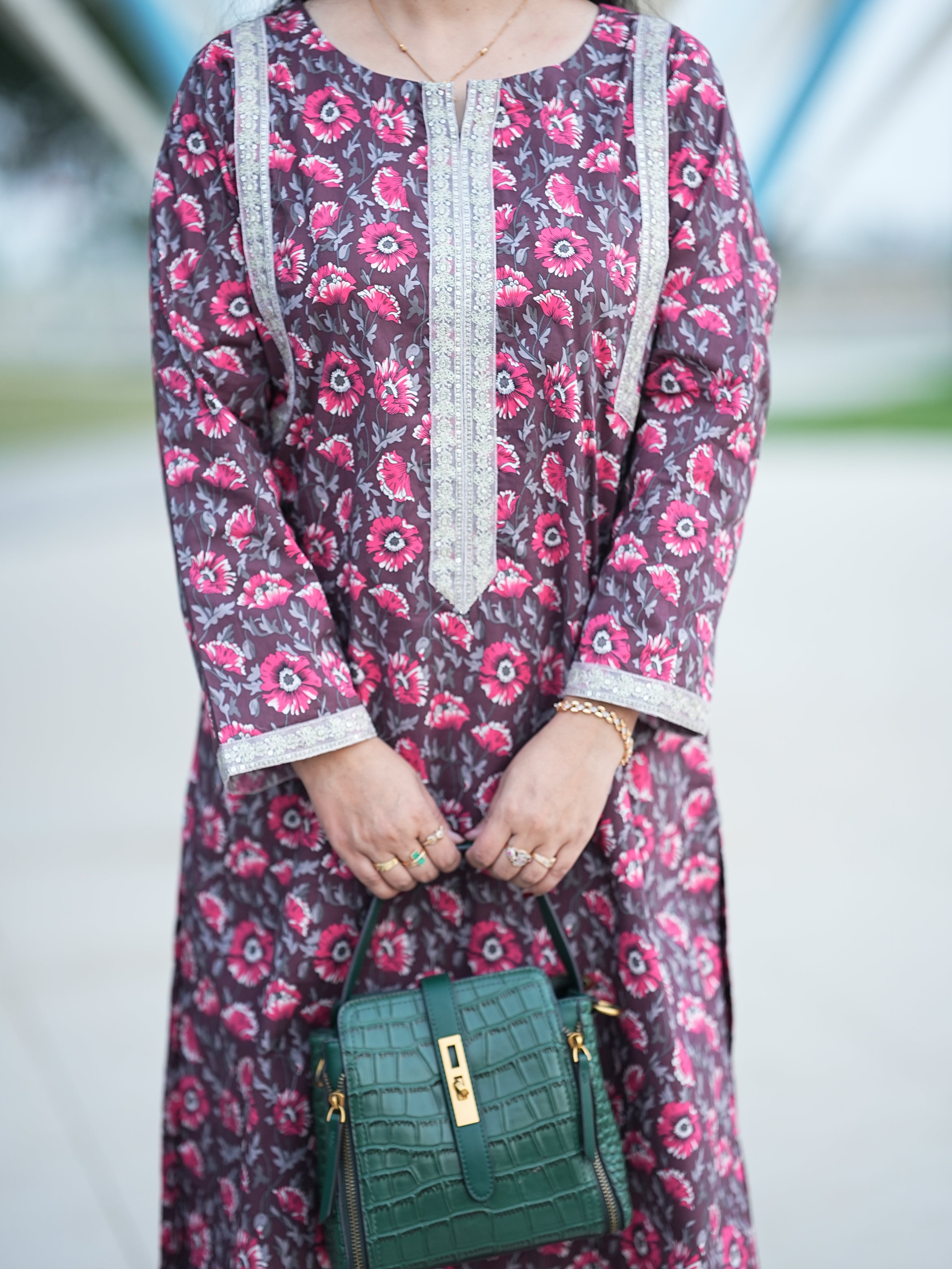 Maroon Floral Classic 2-Piece Printed Suit