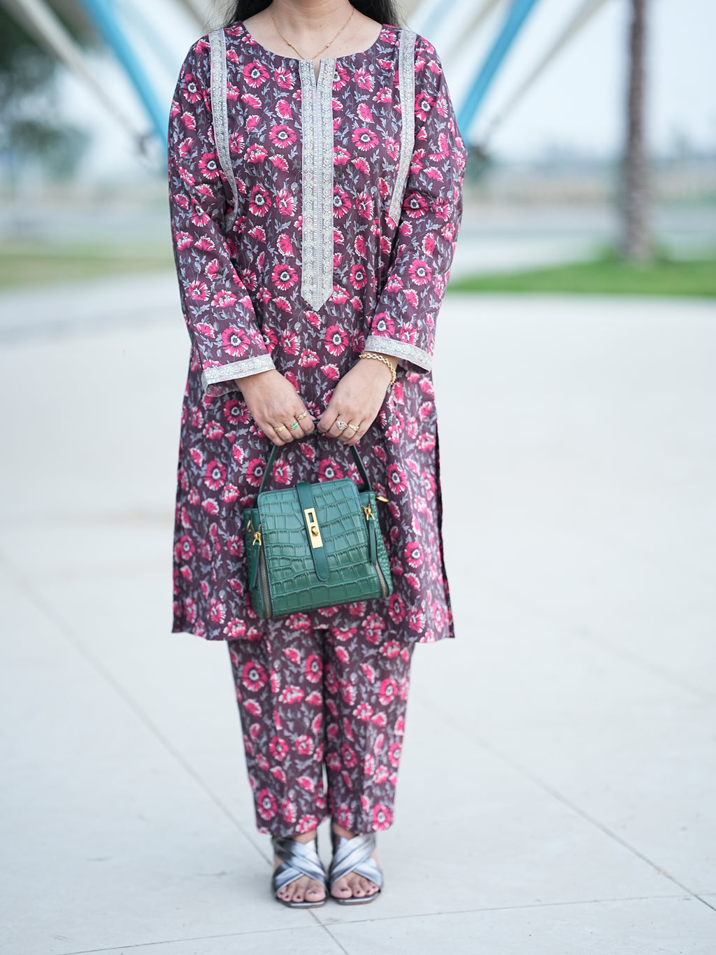 Maroon Floral Classic 2-Piece Printed Suit